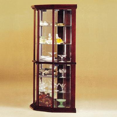 Huxley Traditional Cherry Corner Curio Cabinet With Glass Panels