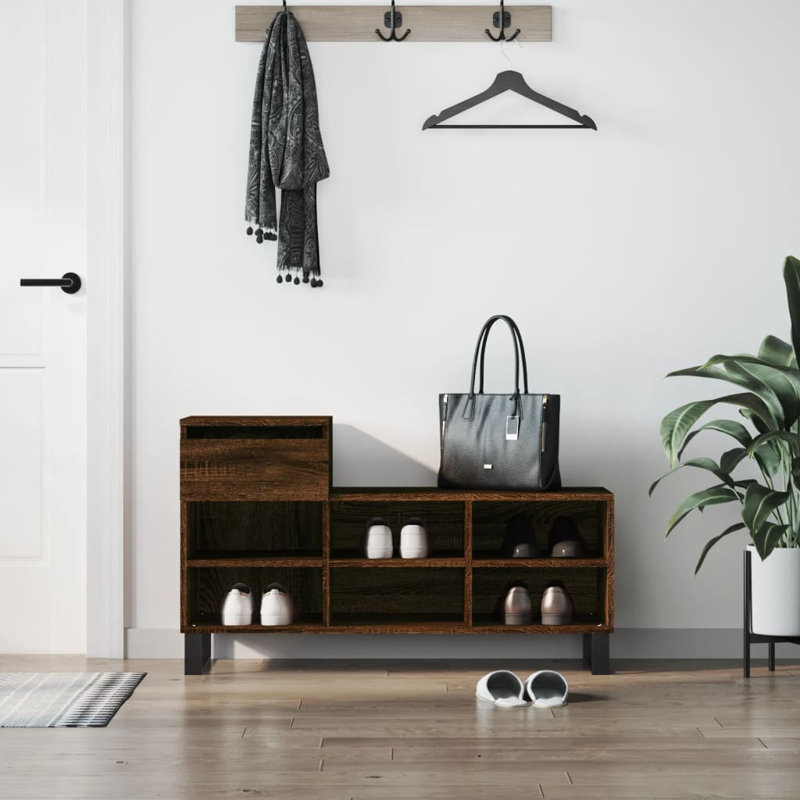 6 Pair Shoe Rack, Dark Brown