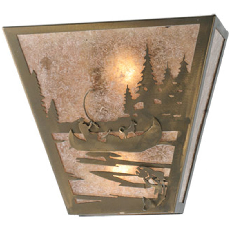 Applique murale 2 lumières Fly Fishing Creek avec chien encastré