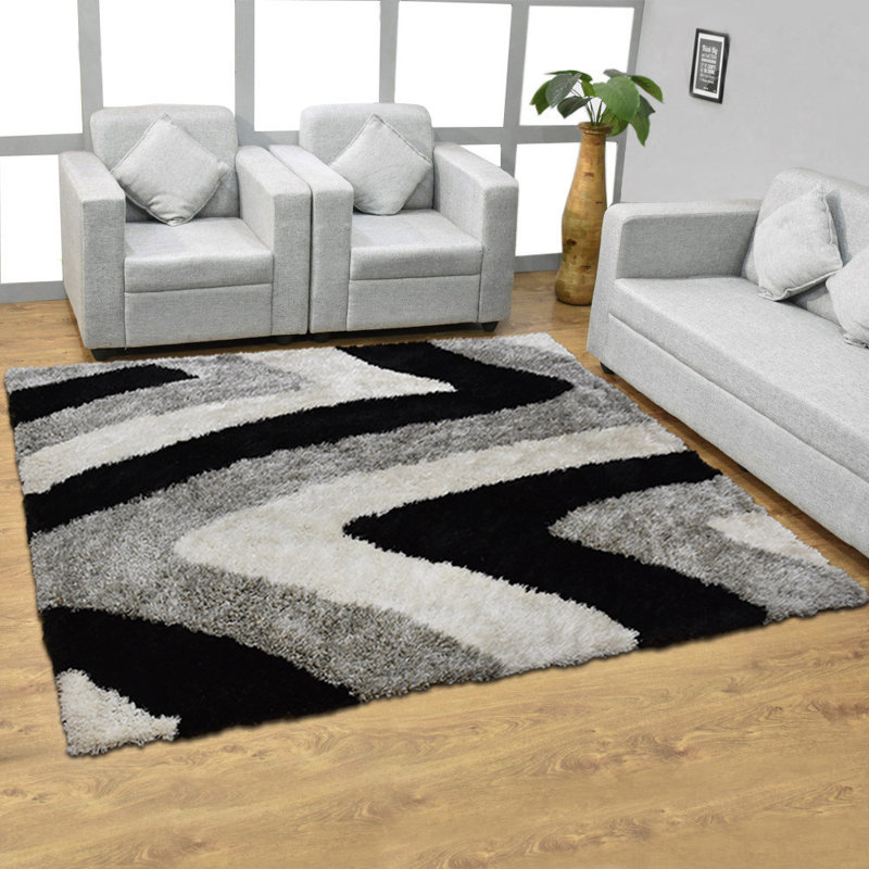 Rollins Hand Tufted Shag Polyester Eco-Friendly Area Rugs - Square, Multicolor, Contemporary Modern Design, High Pile Thick Handmade Anti Skid Area Rugs for Living Room, Bed Room