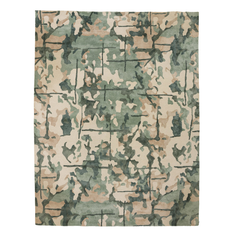 Tapis en laine / tencel touffeté à la main, 9'9" x 12'9"