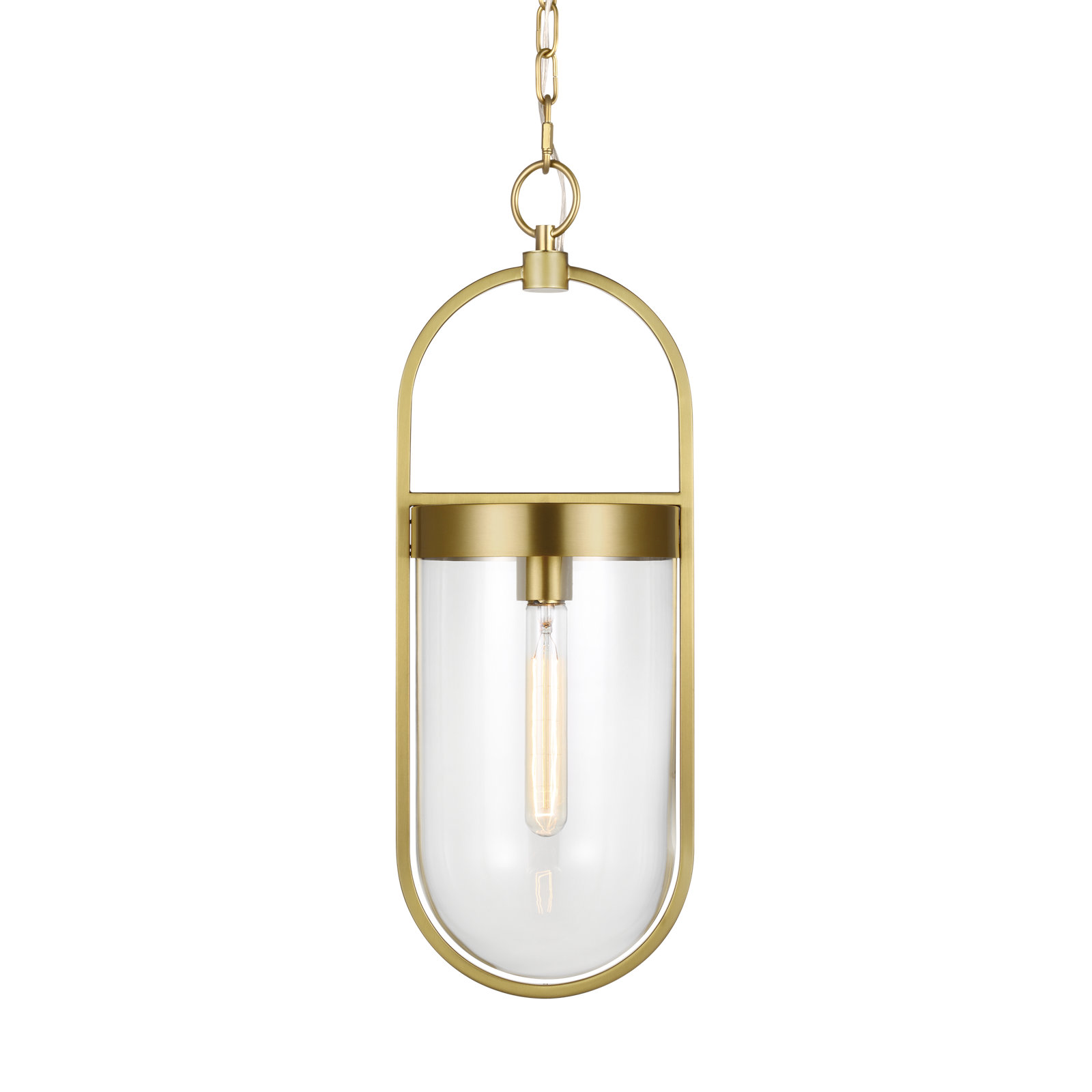 Single Light Glass Dimmable Pendant, 22.75" H x 7.5" W x 8" D, Burnished Brass