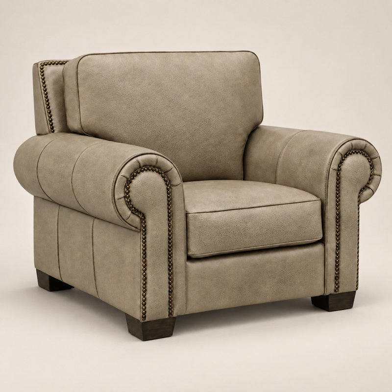 Nelson Luxury 100% Top Grain Leather Chair, Made to Order, Napa Dove