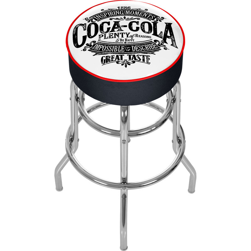 Swivel Upholstered Counter Stool with Metal Frame, Black/White