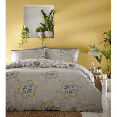 Ochre/Blue 56 TC Reversible Duvet Cover Set
