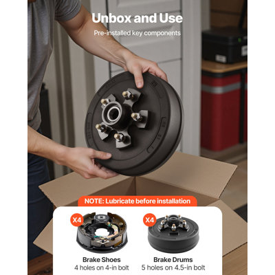 Electric Trailer Brake Assembly, 10 x 2-1/4 Inch, 1 Pair Self-Adjusting Electric Brakes Kit for 3500 lbs Trailer Axle, Backing Plates for Braking System Part Replacement, Fit for Trailers, RVs
