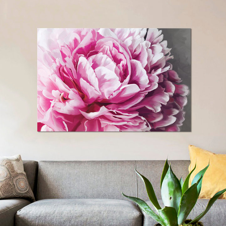 " Peony Blush " by 5by5collective, 12" H x 18" W x 1.5" D, Wrapped Canvas, No Matte