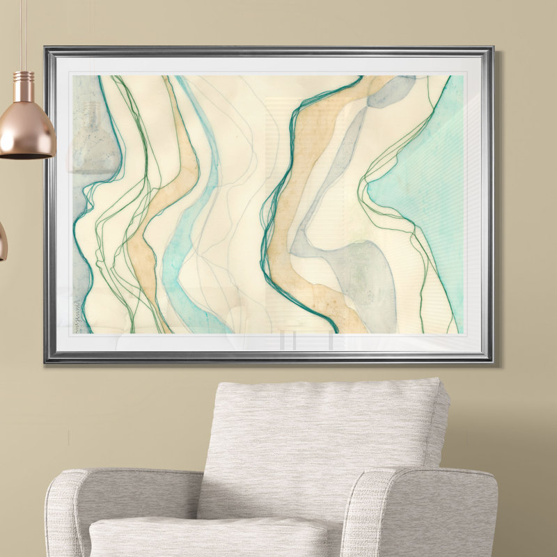 « ocean cascade i »-impression sur toile, H 20 po x l 24 po x P 1,5 po, Cadre argenté