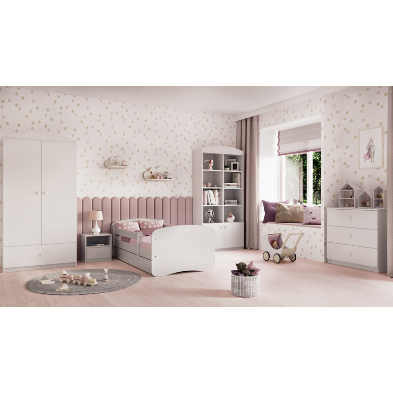 Cicero Drawer Convertible Bed and Mattress, White, European Toddler (80 x 160cm)