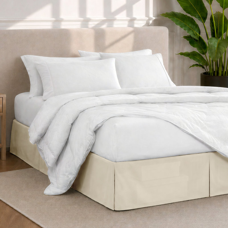 Jupe de lit plissée 15 po sur mesure, Double, Sable