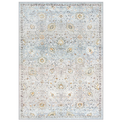 Boho Washable Area Rug for Living Room Soft Floral Rugs for Bedroom Aesthetic Floor Carpet