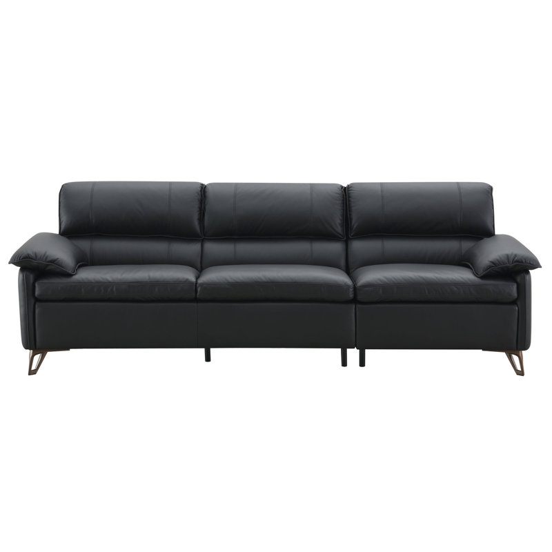 Oversized 3 Black Leather Settee - And Seating Elegant Interior Furniture