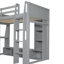 Lit mezzanine simple gris avec bureau, crochet à vêtements multicolore, à DEL et suspendu, bureau en bois, bar-311246262