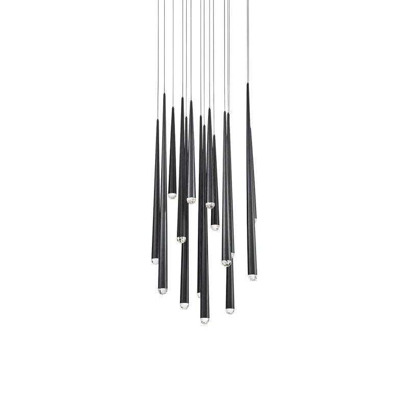 Cascade 15 - Light Chandelier, Black, 120" H x 23" W x 120" D, 15