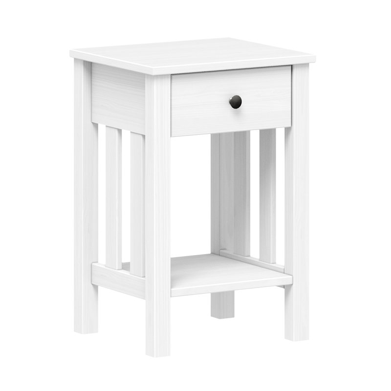 Ahmyiah 1-Drawer Solid Wood Nightstand, 1, White