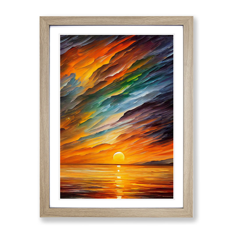 XV1022-3016X Ocean Sunrise No.3 - Single Picture Frame Print, 64cm H x 46cm W x 2cm D, Oak
