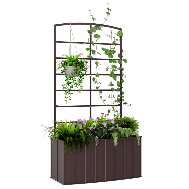 Alzada Metal Raised Garden Bed with Trellis