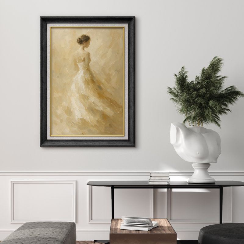 «Soft Neutral Woman Silhouette Elegant Figure Scene», reproduction d'art sur toile encadrée, H 36 po x l 26 po x P 1,5 po