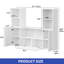  Bibliothèque à 4 niveaux en forme de U avec lumières à DEL et armoire, organisateur de rangement cubique blanc avec tablettes réglables