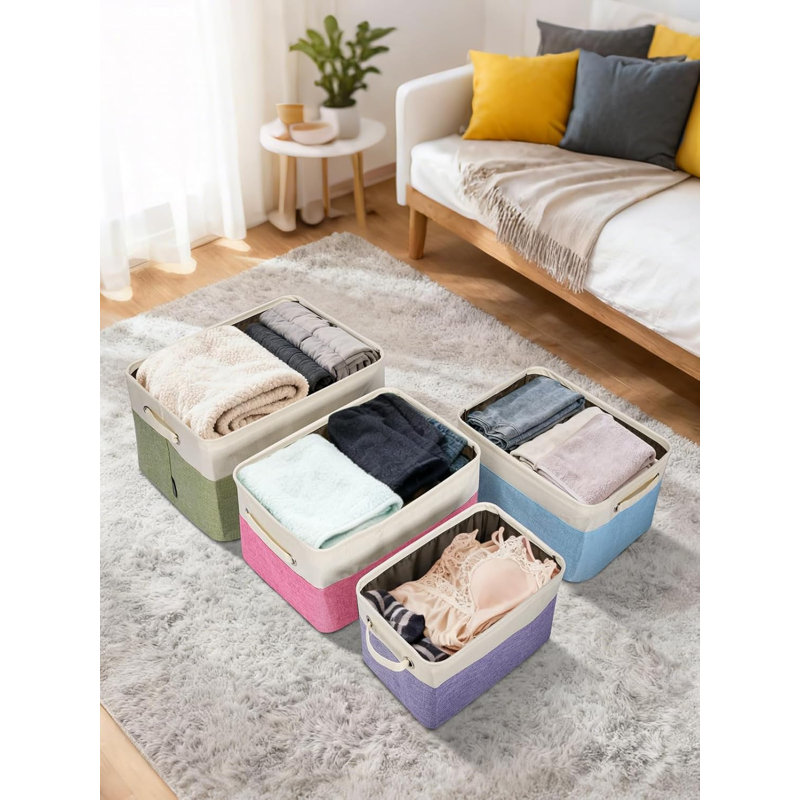 3 Pack Fabric Closet Storage Bins For Shelves, Linen Closet Organizers And Storage, Decorative Baskets For Organizing, Shelf, Clothes, Home, Office (Grey, 15"X11"X9.5")