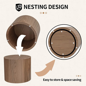 Latitude Run® Nesting Coffee Table Set Of 2 Modern Circle Wood Side ...