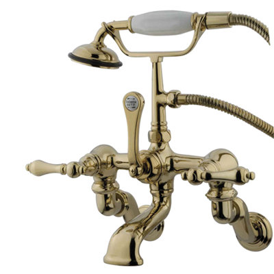 Hot Springs Triple Handle Wall Mounted Clawfoot Tub Faucet with Handshower