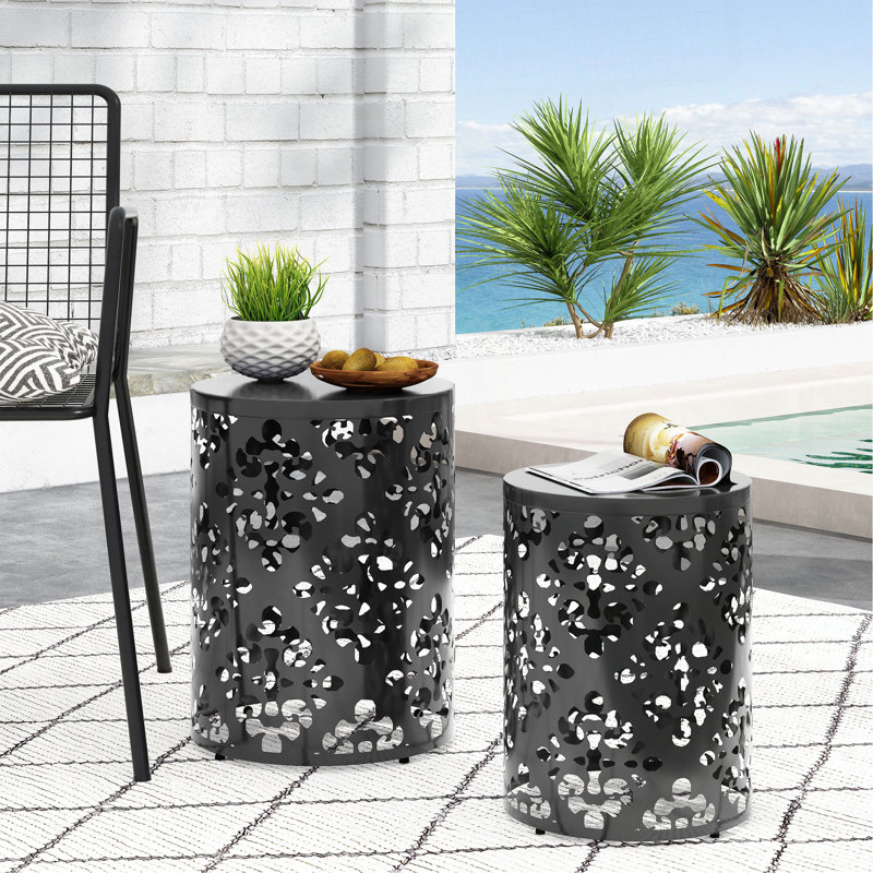 Metal S/2 End Table, Black