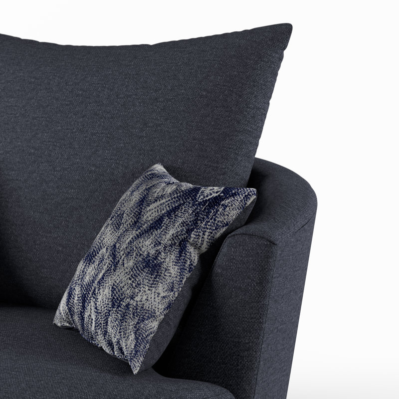 Upholstered Swivel Barrel Chair, Navy