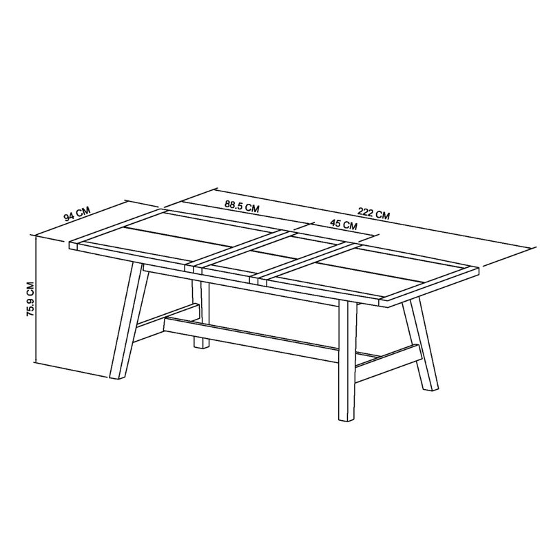 Mekela Extendable Oak Solid Wood Base Dining Table, Weathered Oak, Peppercorn