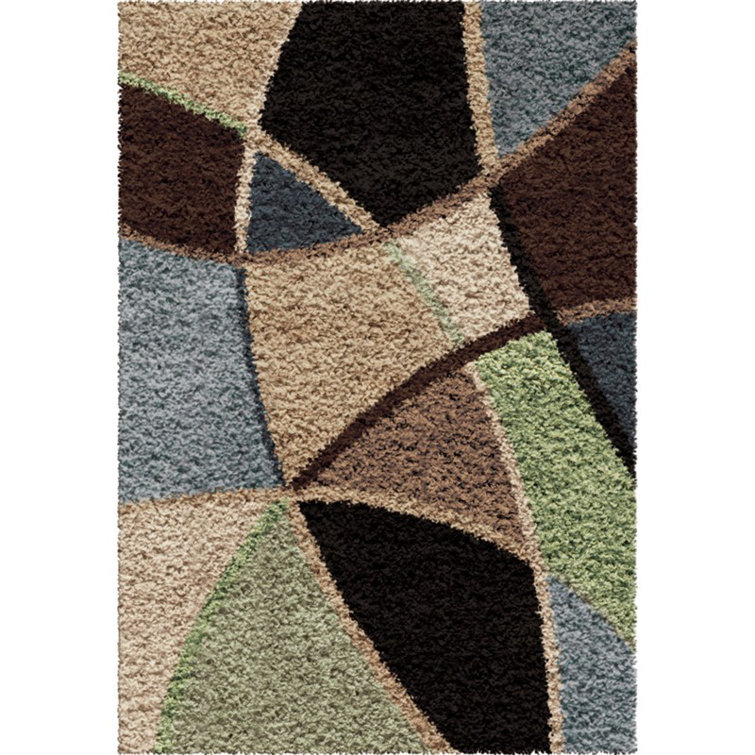 Abstract Blue/Brown/Black Area Rug