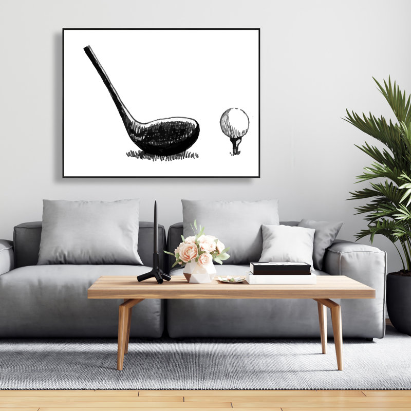 Illustration d'un club de golf BW - Toile encadrée, décoration intérieure