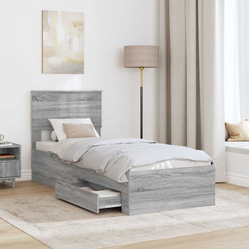 Bed, Silver/Grey Sonoma, Small Single (2'6)