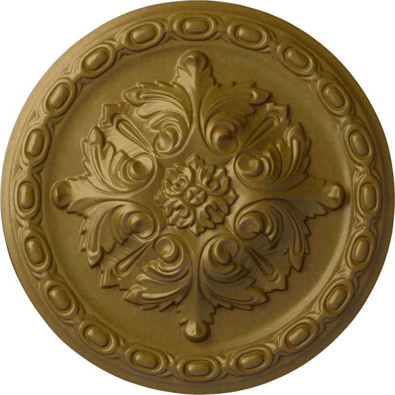 Médaillon de plafond Endurathane Acanthus, DE 11 3/8 po x P 2 po, finition dorée peinte à la main, Or