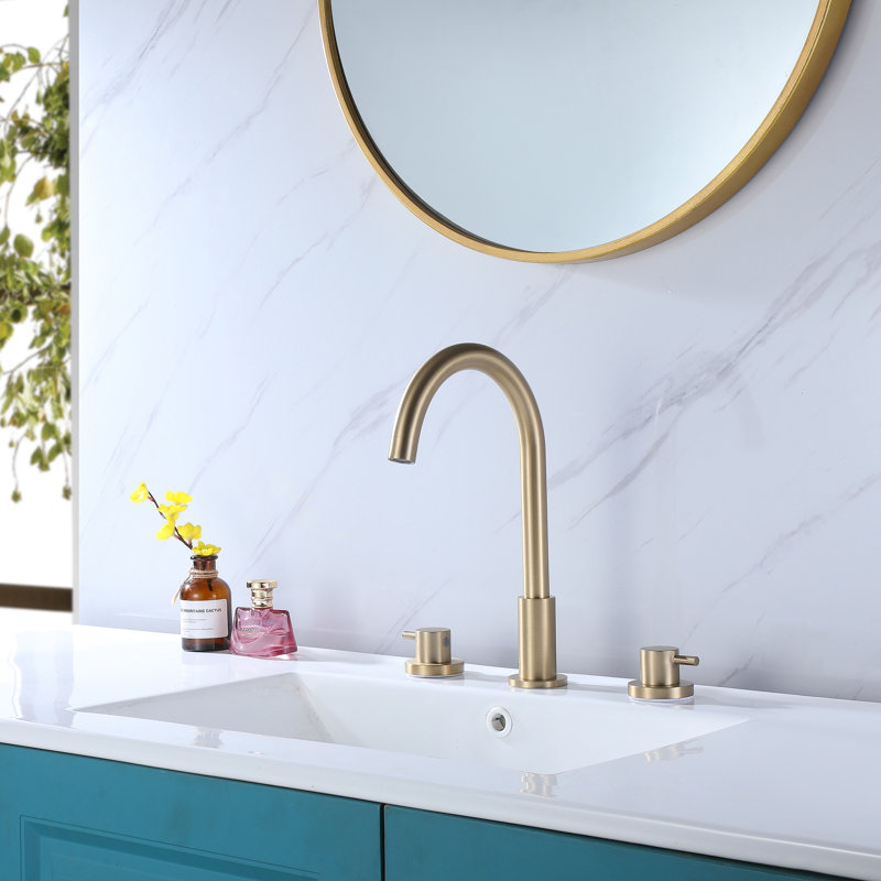 Widespread 2-handle Bathroom Faucet, Brushed Gold