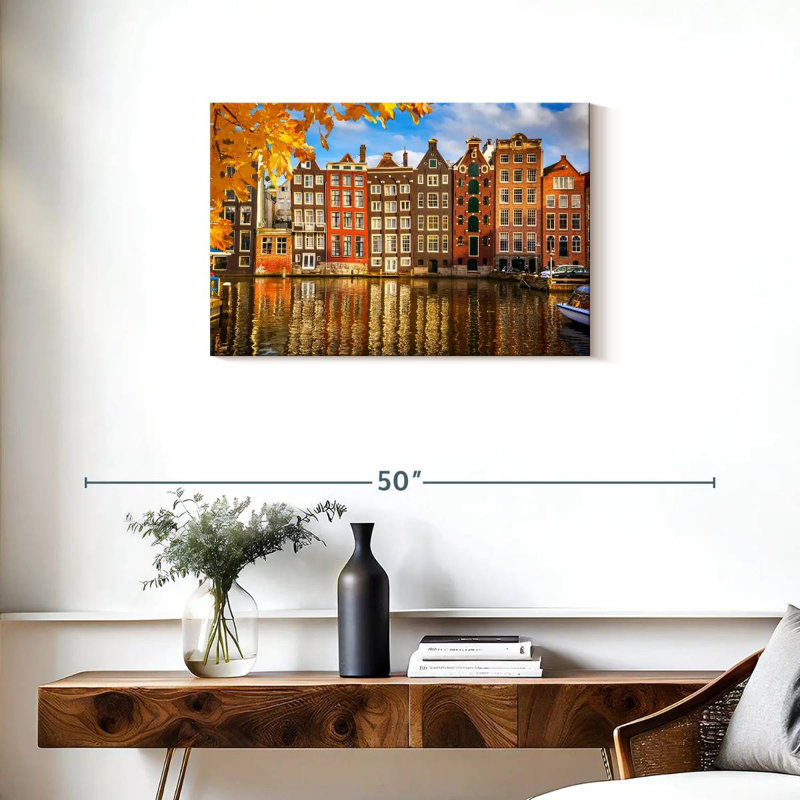 Bâtiments de Sireci au canal Amsterdam, H 20 po x l 30 po