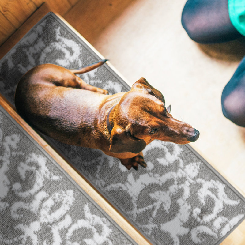 Tapis d'escalier intérieur antidérapant 9 po x 28 po Spiva, gris