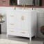 Meuble-lavabo 36 po avec lavabo, une armoire avec portes à fermeture douce, 4 tiroirs à fermeture douce, poignées en métal, blanc-116234480