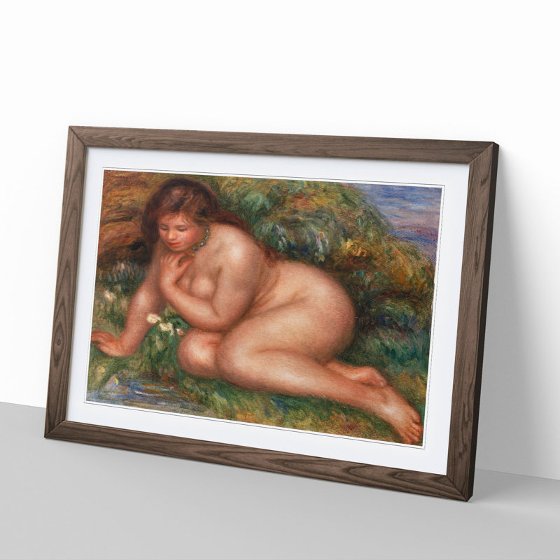 Bather Gazing by Pierre-Auguste Renoir - Picture Frame Painting, Walnut, 27cm H x 36cm W x 2cm D