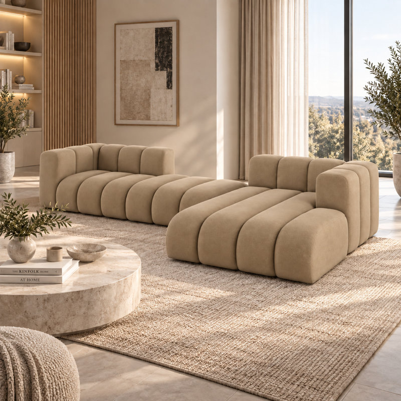 3 Seater Velvet Sofa & Chaise