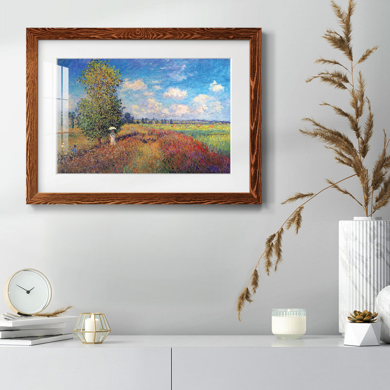«Poppy Field in Summer» par Claude Monet - reproduction d'un seul cadre, Érable, H 26 po x l 38 po