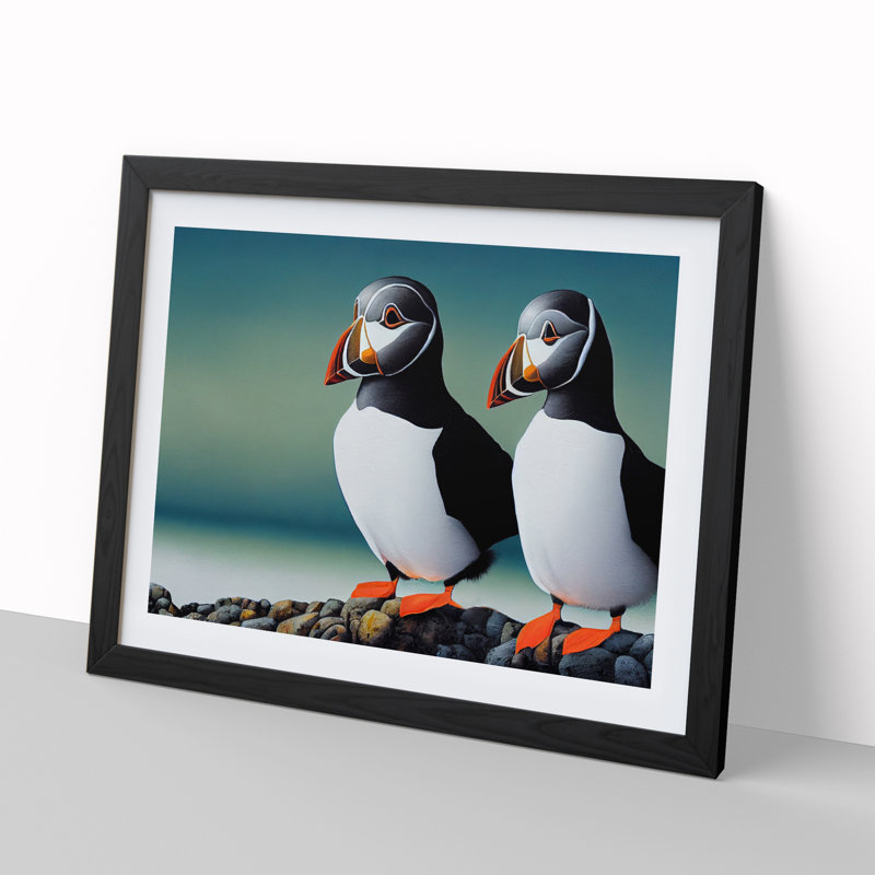 Puffin Birds Vol.3 - Single Picture Frame Print, Black Framed, 46cm H x 64cm W x 2cm D