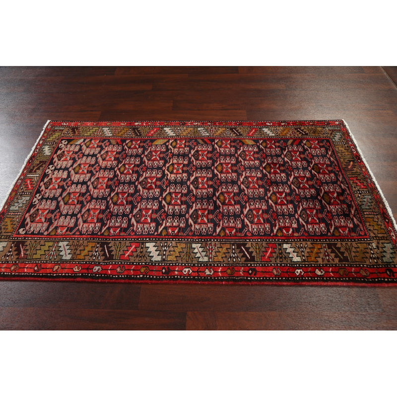 Tapis unique en laine noué à la main style années 1980 de 3 pi 8 po x 6 pi 6 po Kennae