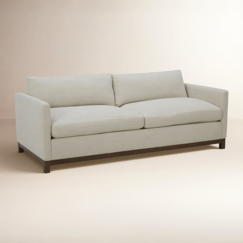 Canapé rembourré Liz, Marron foncé, H 32,28 po x l 84,25 po x P 39,37 po, Lin en tweed de coton Flannigan