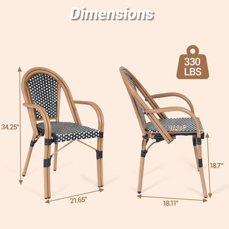 Ensemble de 4 chaises bistro French French, Blanc/Noir