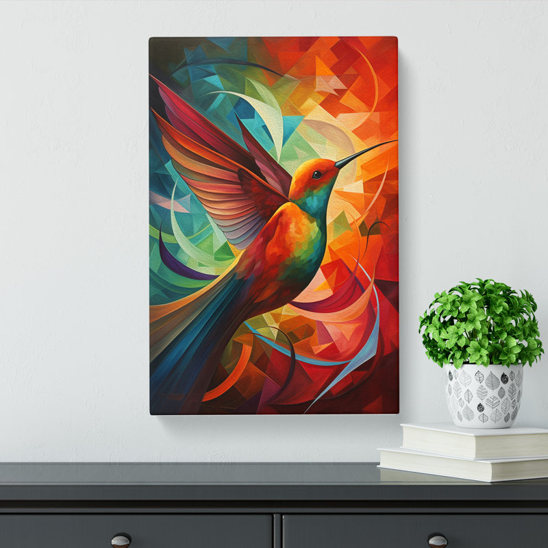 Hummingbird Cubism - Print, 60cm H x 40cm W x 3cm D