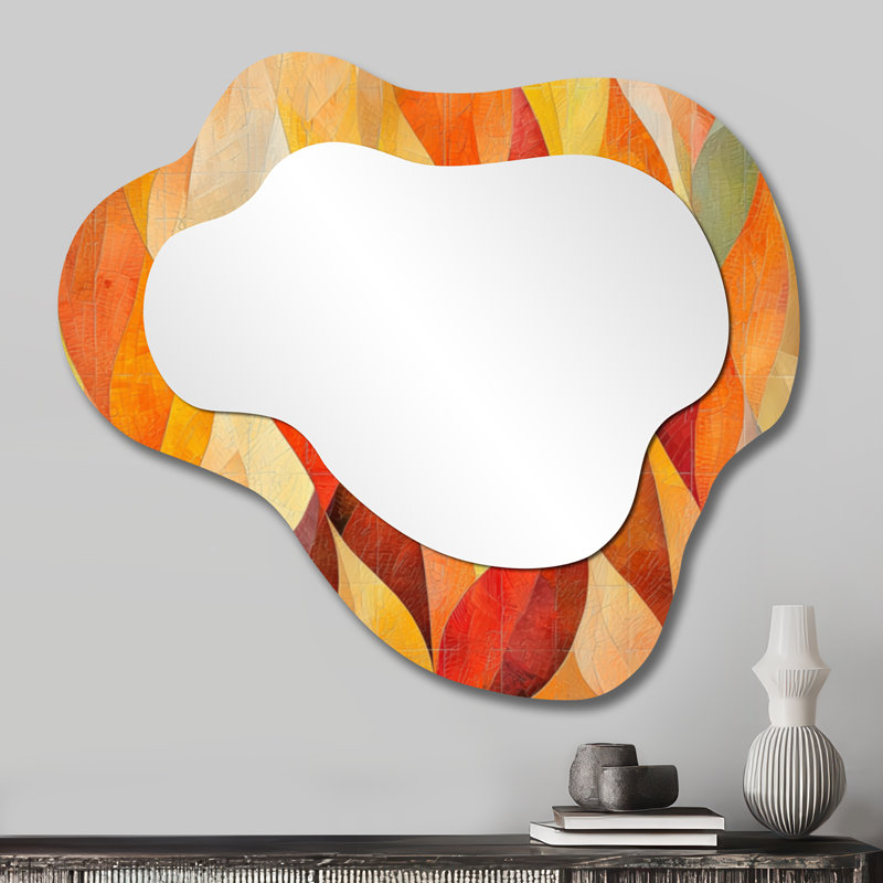 Feuille géométrique - miroir géométrique asymétrique irrégulier, miroir mural moderne, imprimé sur métal, 25 po x 28 po