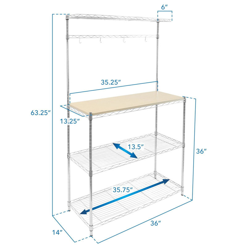 Kitchen Baker's Rack With Wood Table And Storage