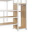 Lit mezzanine double en métal avec bureau, escalier de rangement, petite armoire et lumière DEL-1280431605