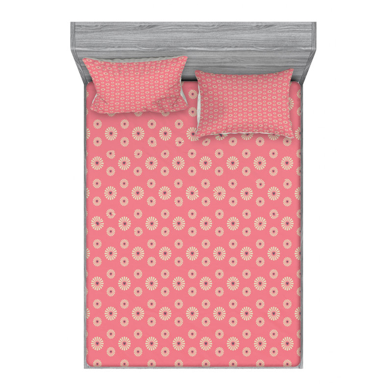 Microfiber Floral Sheet Set, Queen Sheet Set with Fitted Sheet