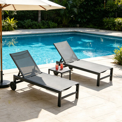 Purple Leaf 74.02'' Long Reclining Chaise Lounge Set With Table
